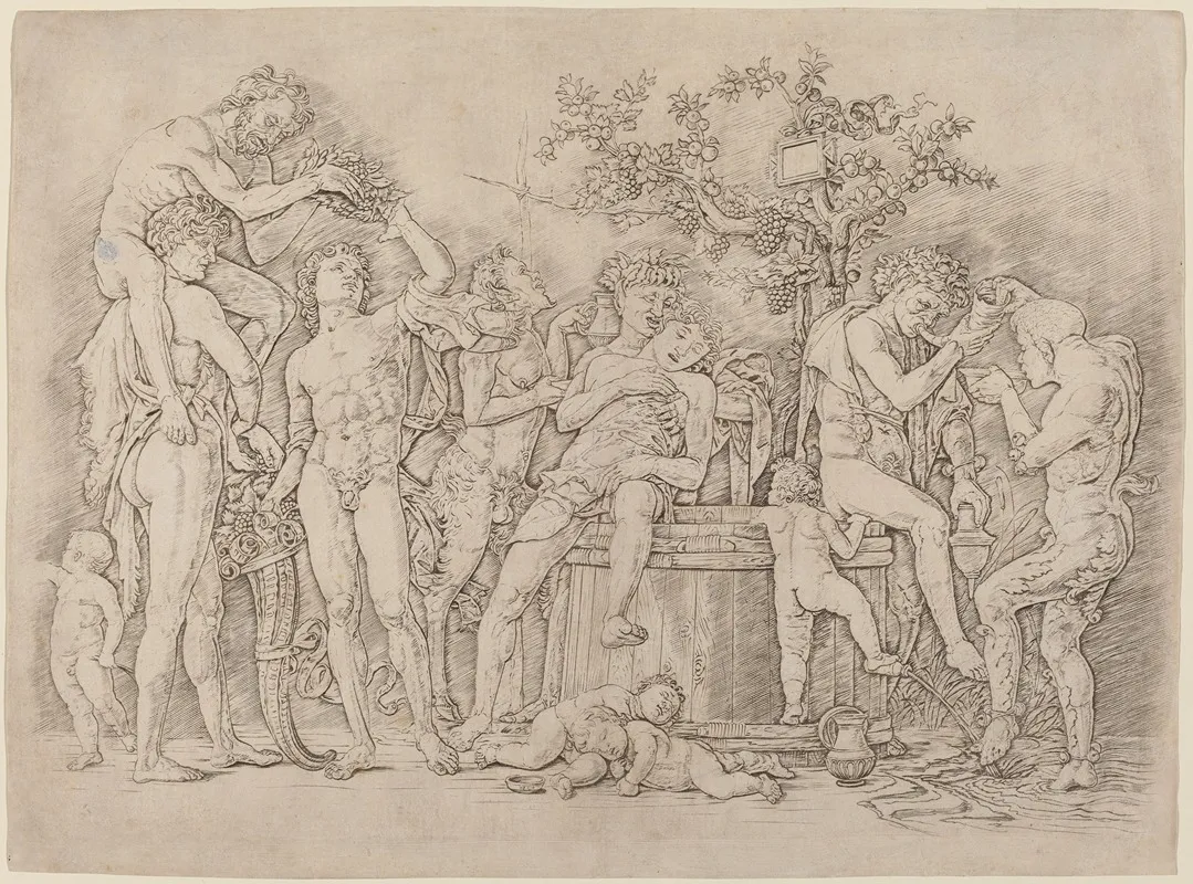 Bacchanal With A Wine Vat Wall Art by Andrea Mantegna - High-Resolution Digital Print