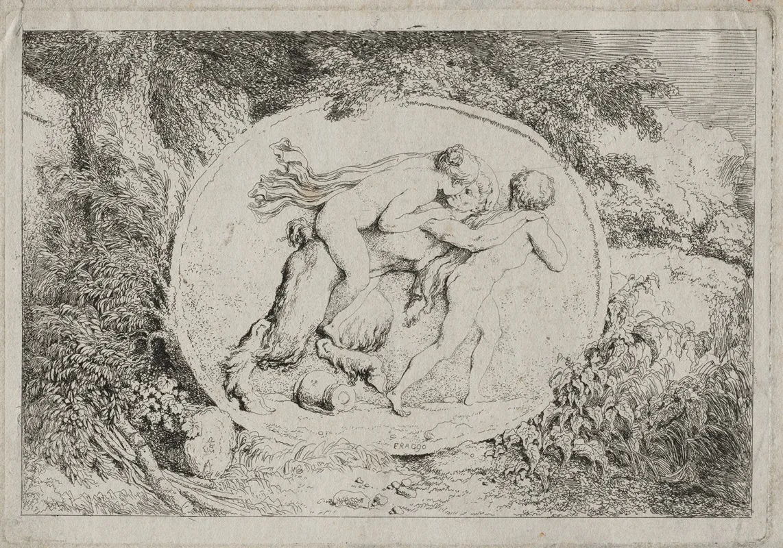 Bacchanales Nymph Astride A Satyr