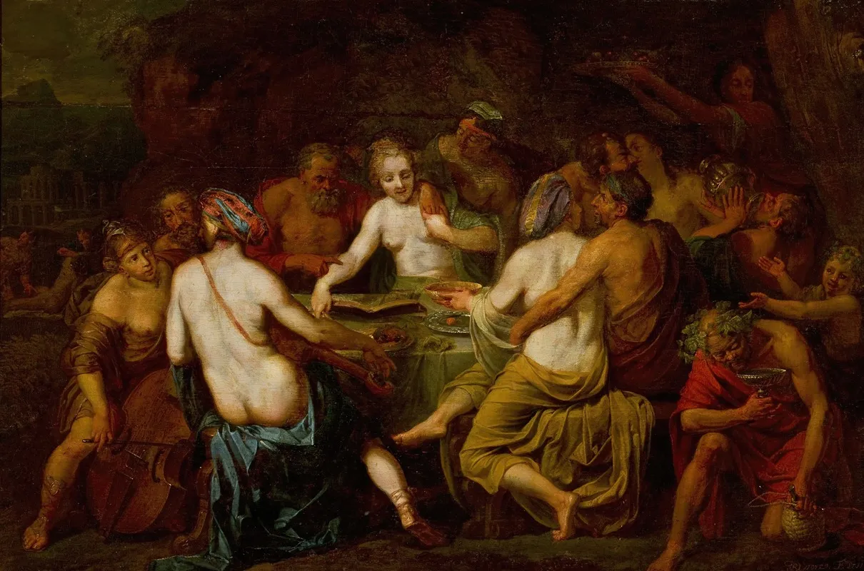 Bacchanalia Mankind Before The Flood Mt 24 38 39 Wall Art by Jacobus Ignatius de Roore - High-Resolution Digital Print