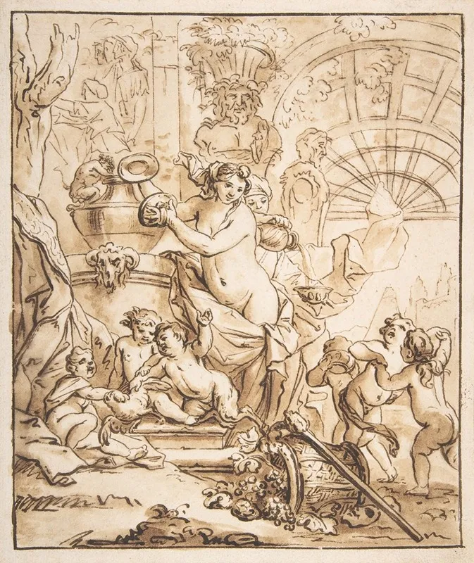 Bacchanalian Scene With Nymphs And Putti Wall Art by Gerard de Lairesse - High-Resolution Digital Print
