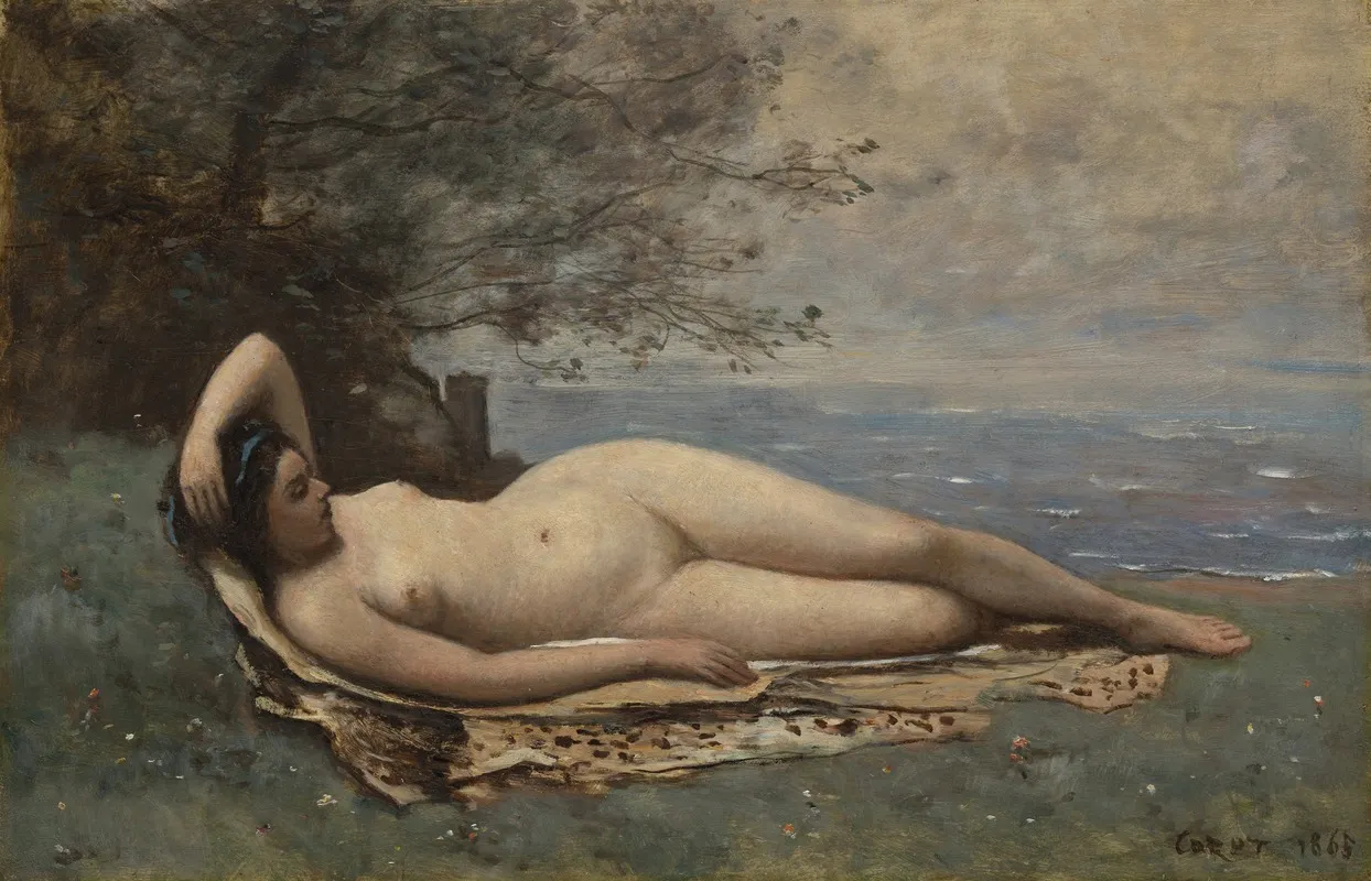 Bacchante By The Sea Wall Art by Jean-Baptiste-Camille Corot - High-Resolution Digital Print