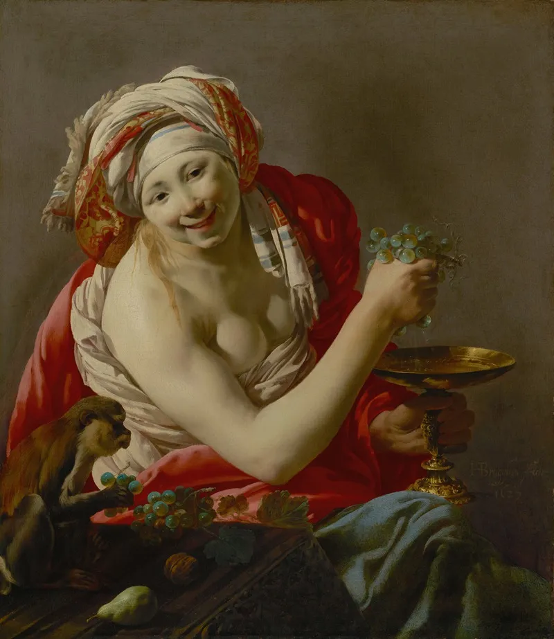 Bacchante With An Ape Wall Art by Hendrick Ter Brugghen - High-Resolution Digital Print