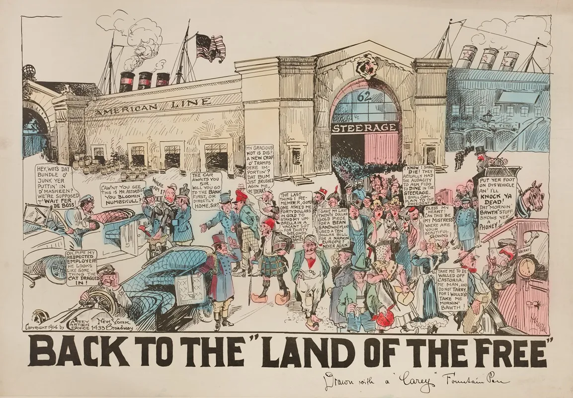 Back To The Land Of The Free Wall Art by Carey Cartoon Service - High-Resolution Digital Print