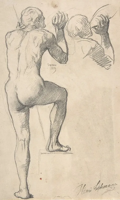 Back View Of A Male Nude Wall Art by Henri Lehmann - High-Resolution Digital Print