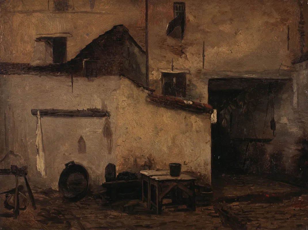 Backyard Of A Butchers Shop Wall Art by Jan Stobbaerts - High-Resolution Digital Print