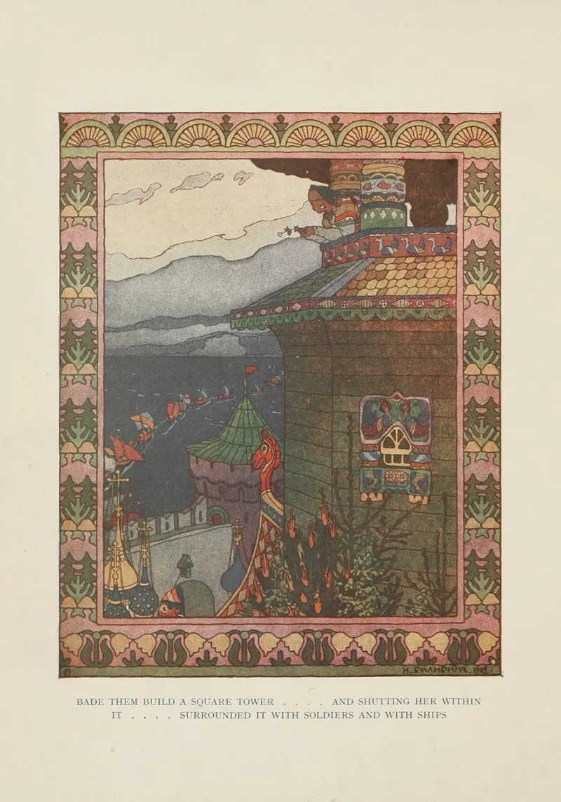 Bade Them Build A Square Tower Wall Art by Ivan Bilibin - High-Resolution Digital Print