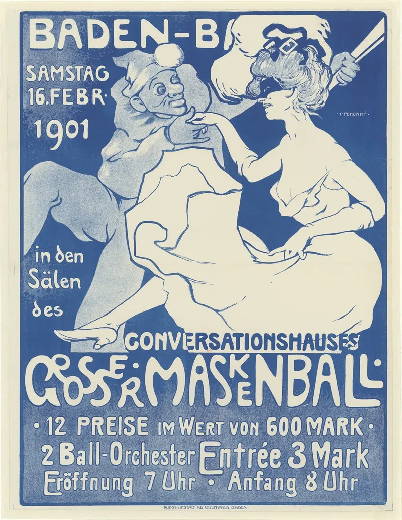 Baden Baden Samstag 16 Febr 1901 Conversationshauses Grosser Maskenball 2 Wall Art by Ivo Puhonny - High-Resolution Digital Print