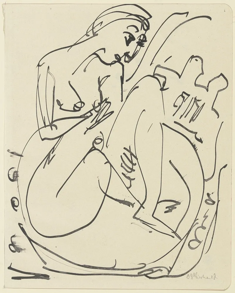 Badende Im Tub Wall Art by Ernst Ludwig Kirchner - High-Resolution Digital Print