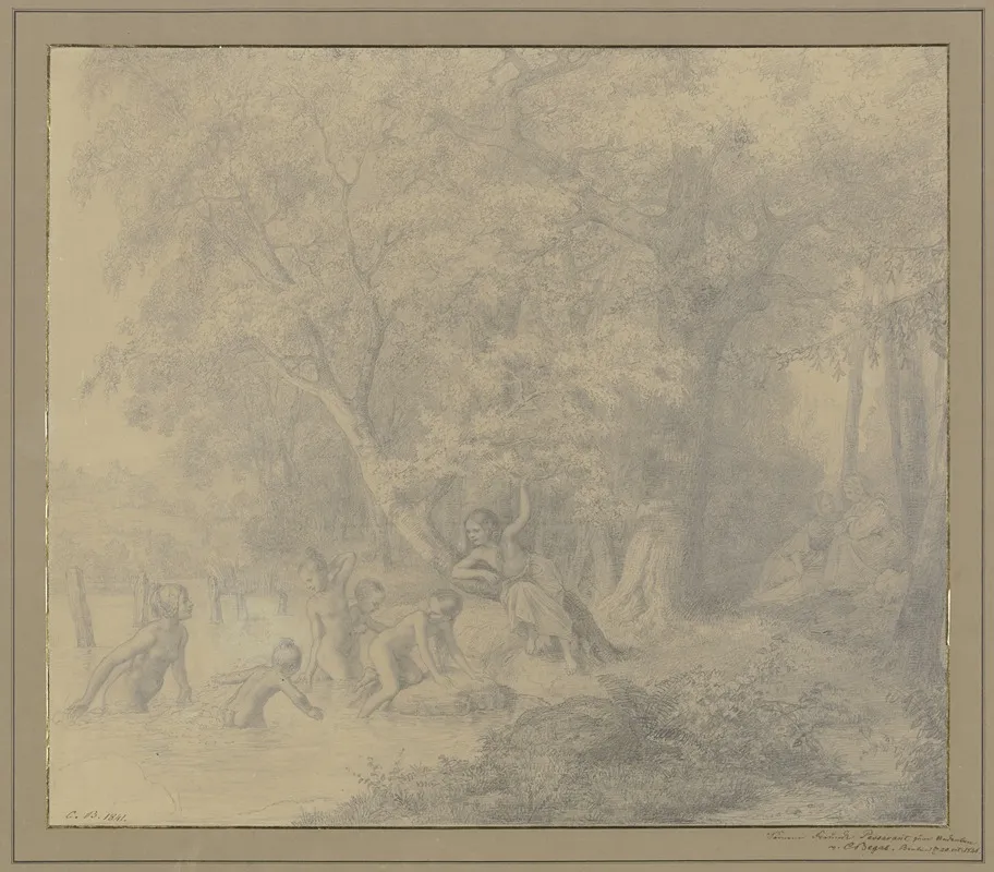 Badende Madchen Am Waldesrande Wall Art by Carl Joseph Begas - High-Resolution Digital Print