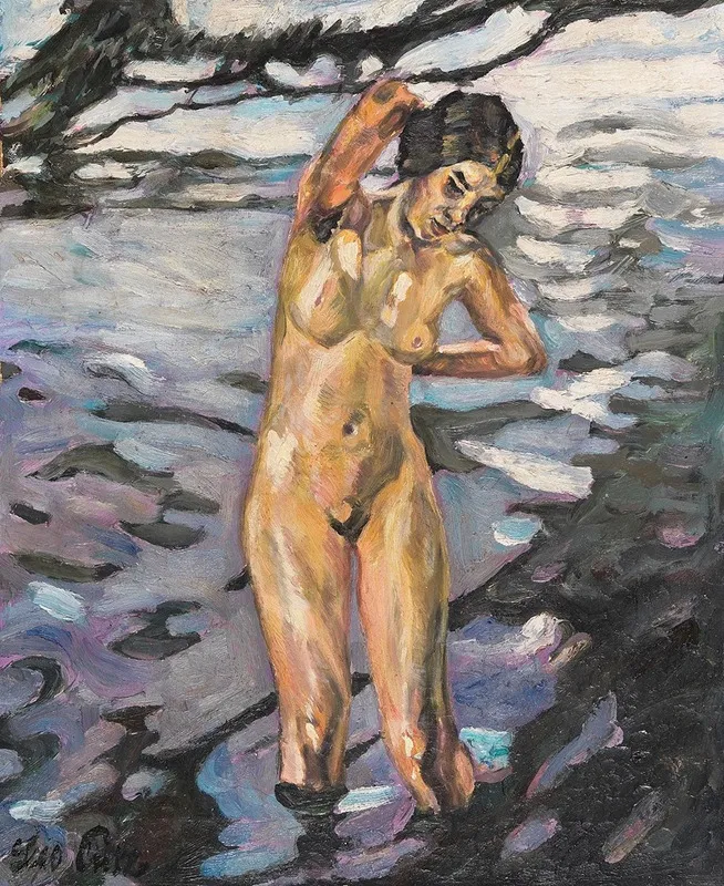 Badende Stehender Weiblicher Akt Wall Art by Leo Putz - High-Resolution Digital Print