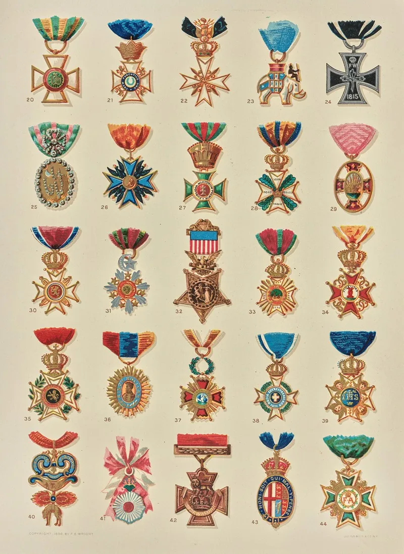 Badges And Decorations Of Honor Wall Art by F. E. Wright - High-Resolution Digital Print