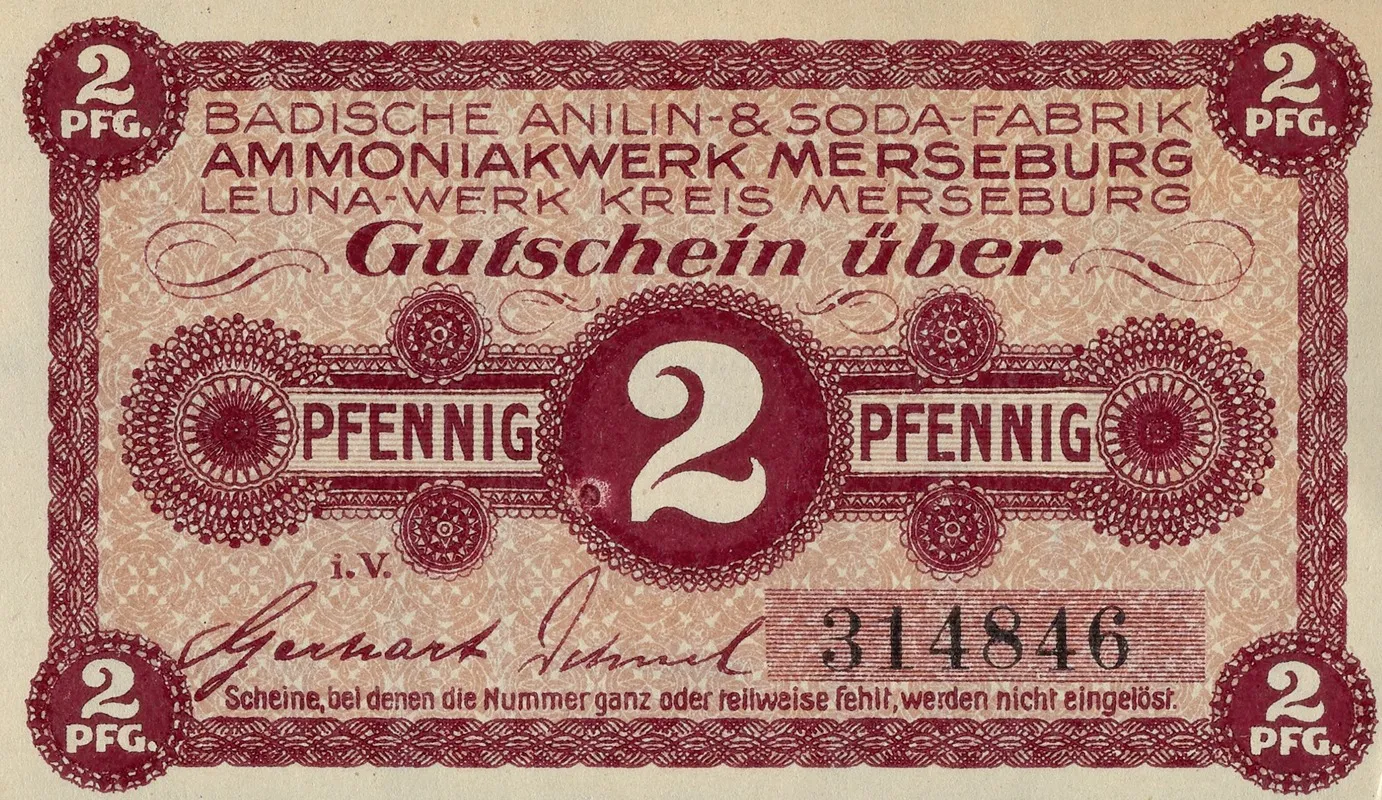 Badische Anilin Soda Fabrik 2 Pfennig Voucher Wall Art by Badische Anilin &amp; Soda-Fabrik - High-Resolution Digital Print