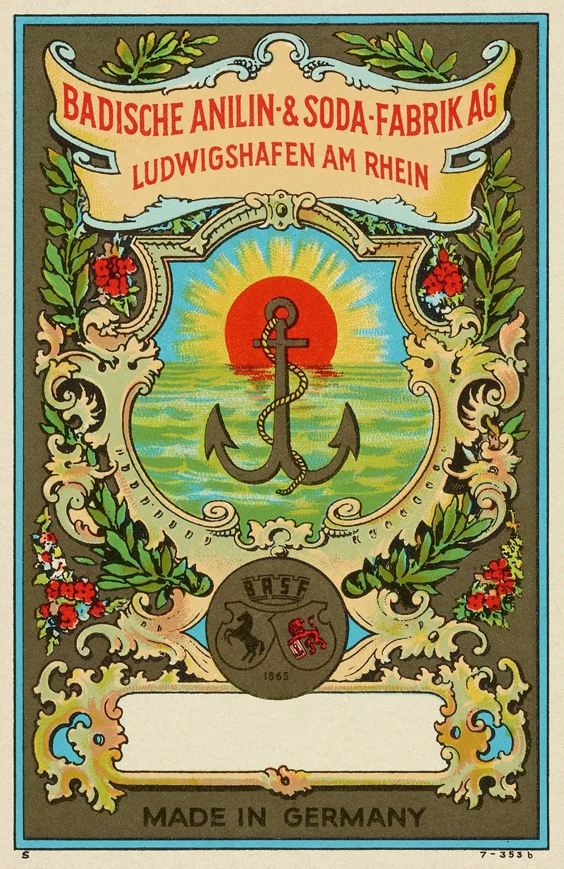 Badische Anilin Soda Fabrik Dye Label With Anchor 2 Wall Art by Badische Anilin & Soda-Fabrik - High-Resolution Digital Print