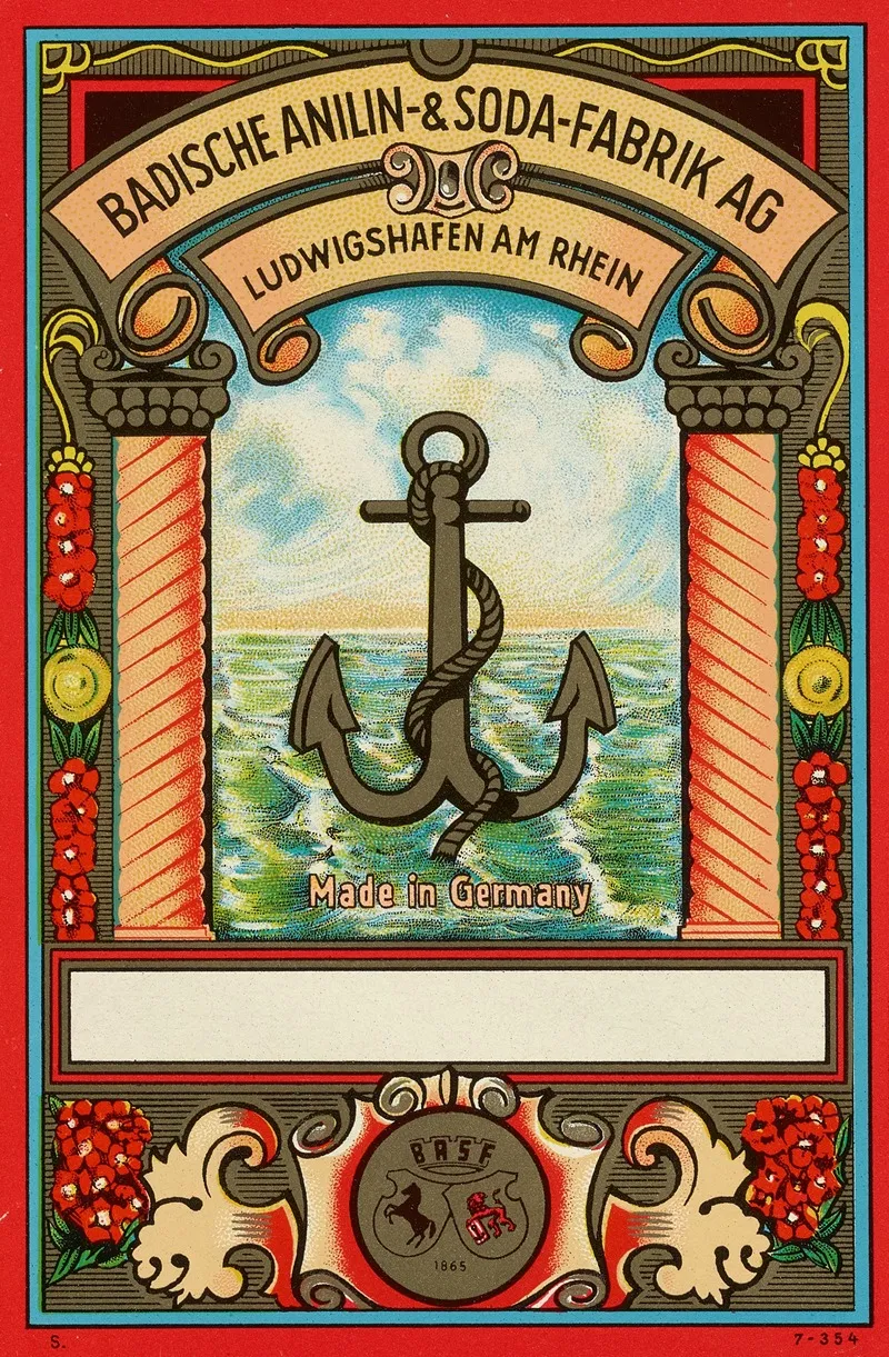Badische Anilin Soda Fabrik Dye Label With Anchor Wall Art by Badische Anilin & Soda-Fabrik - High-Resolution Digital Print