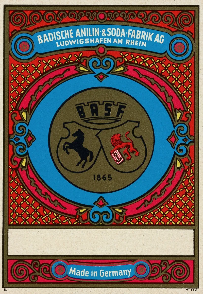 Badische Anilin Soda Fabrik Dye Label With Basf Seal Wall Art by Badische Anilin &amp; Soda-Fabrik - High-Resolution Digital Print
