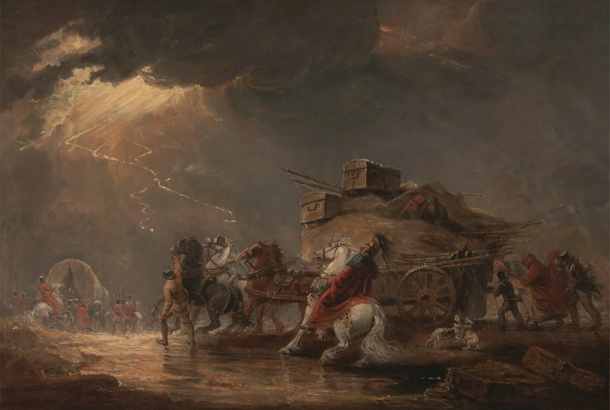 Baggage Wagons In A Thunderstorm