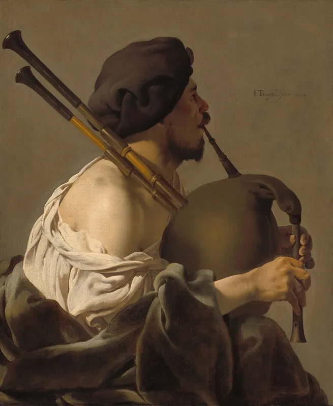 Bagpipe Player Wall Art by Hendrick Ter Brugghen - High-Resolution Digital Print
