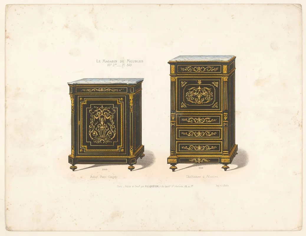 Bahut Pans Coupes Chiffonnier A Pilastres Wall Art by Victor Léon Michel Quétin - High-Resolution Digital Print
