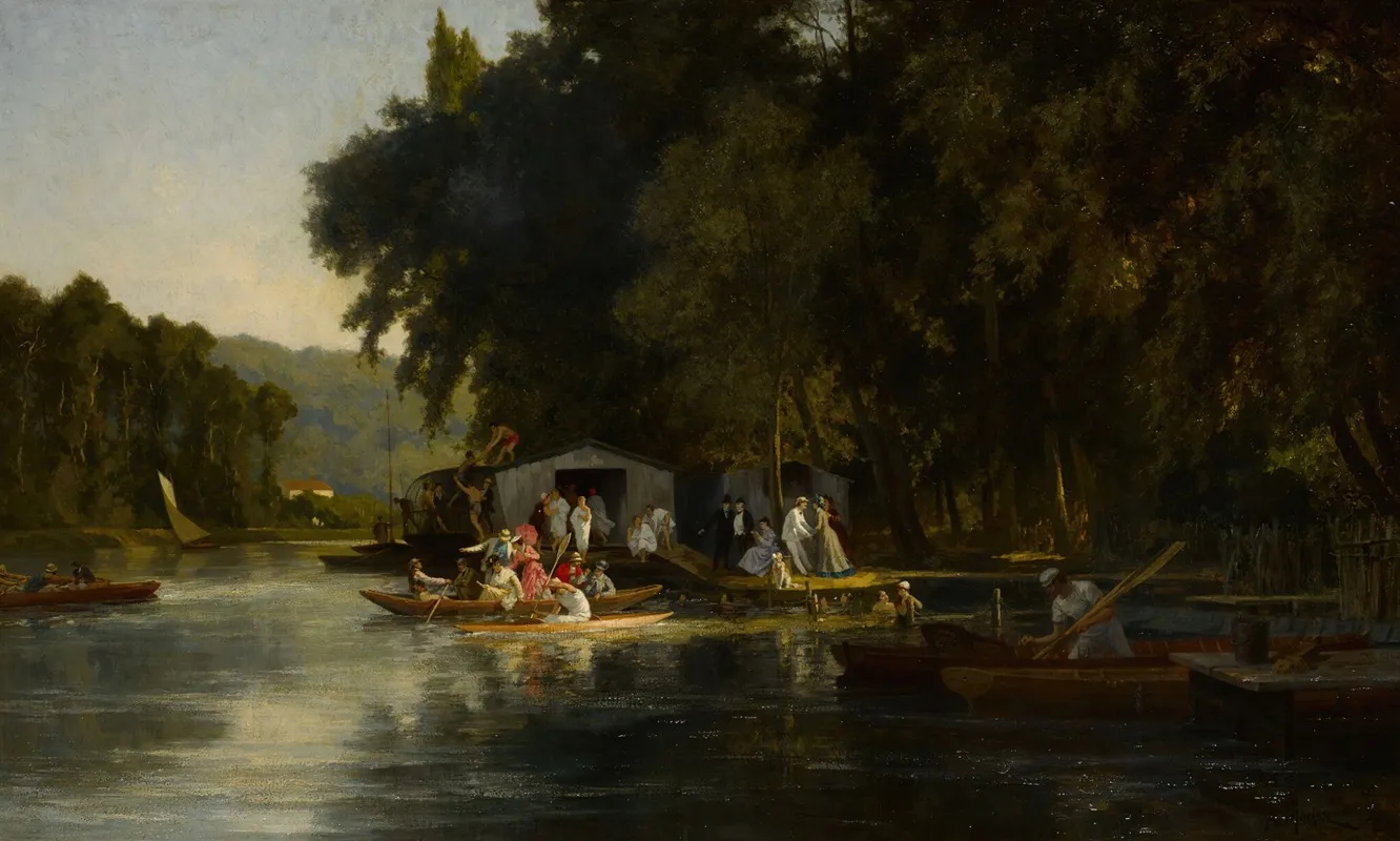 Baigneurs Et Canotiers Wall Art by Paul Émile Antony Morlon - High-Resolution Digital Print