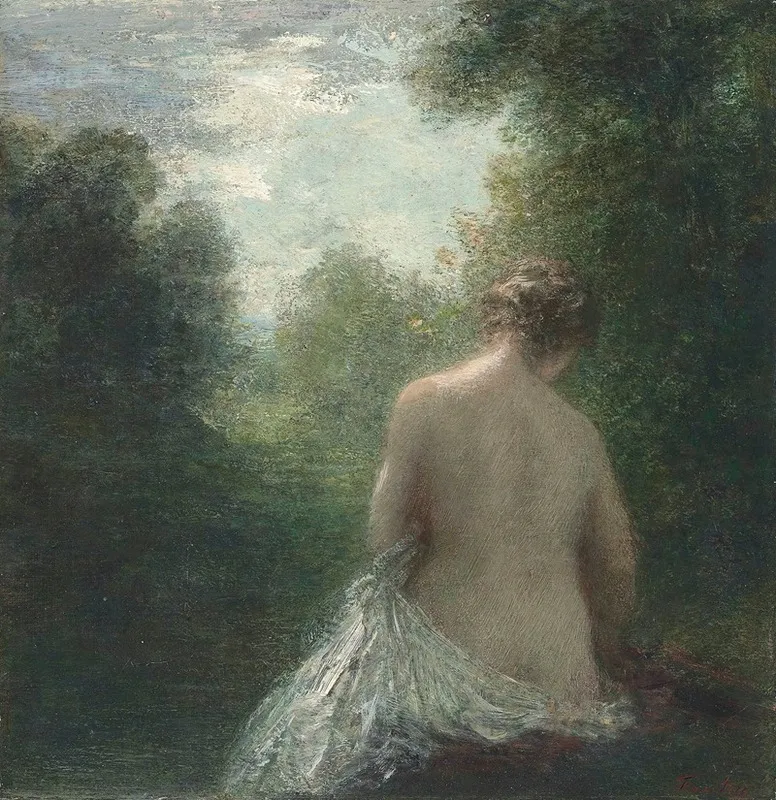 Baigneuse Assise De Dos Wall Art by Henri Fantin-Latour - High-Resolution Digital Print