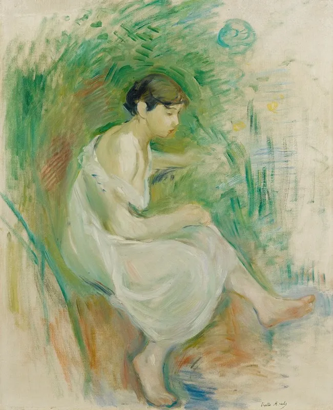 Baigneuse En Chemise Wall Art by Berthe Morisot - Canvas Print