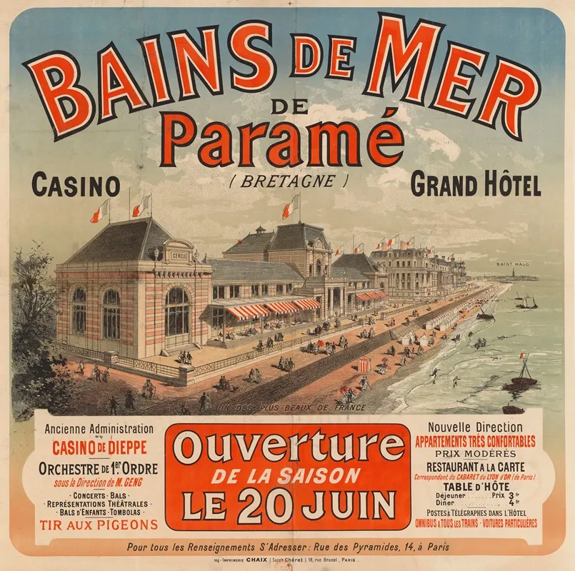 Bains De Mer De Parame Bretagne Grand Hotel Ouverture De La Saison Le 20 Juin