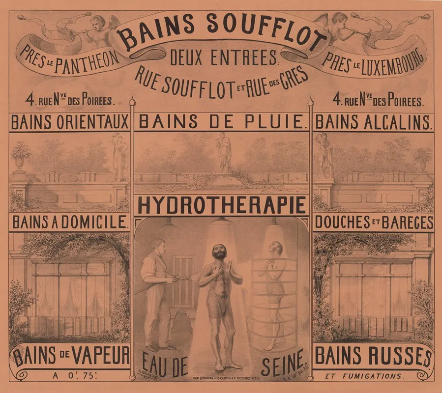 Bains Soufflot Hydrotherapie Bains Russes Eau De Seine Wall Art by Achille Belloguet - High-Resolution Digital Print