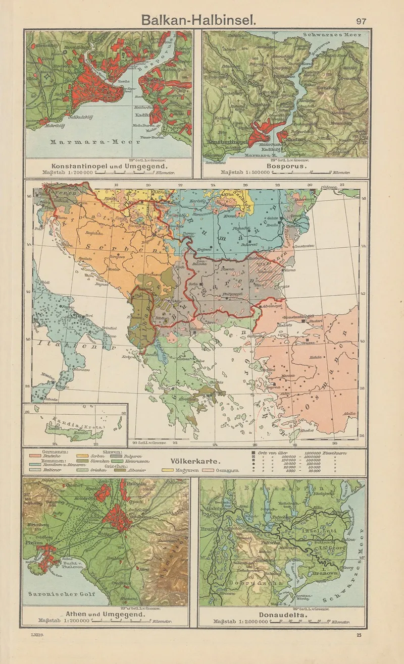 Balkan Halbinsel Volkerkarte Wall Art by Carl Diercke - High-Resolution Digital Print