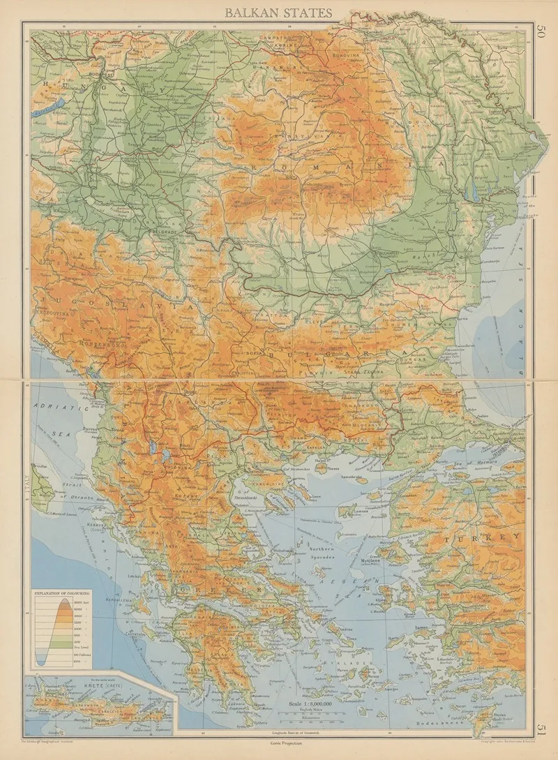 Balkan States Wall Art by John George Bartholomew - High-Resolution Digital Print
