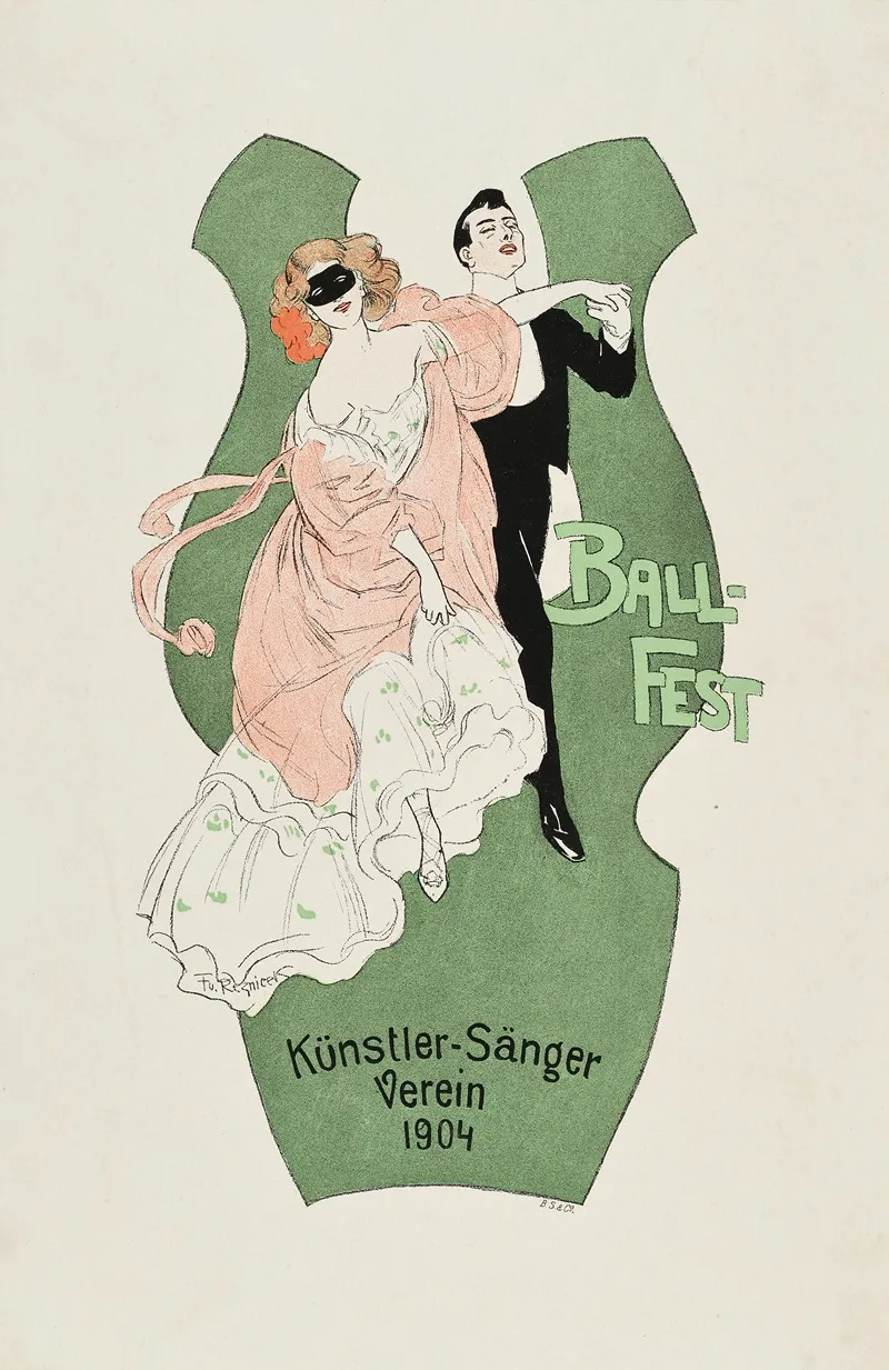 Ball Fest Kunstler Sanger Verein 1904 Wall Art by Ferdinand Freiherr von Reznicek - High-Resolution Digital Print