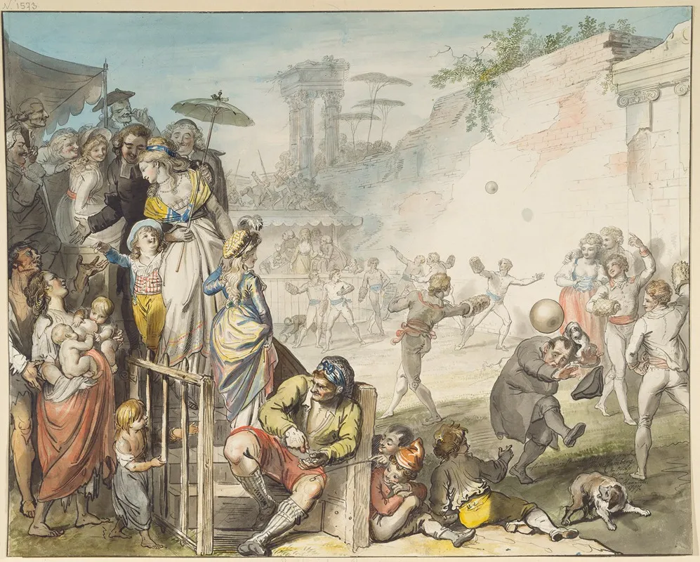 Ball Game In Rome Wall Art by Johann Heinrich Ramberg - High-Resolution Digital Print