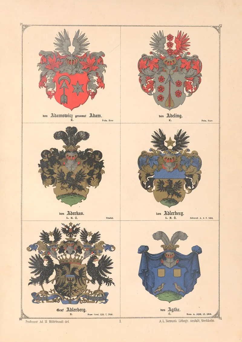 Baltisches Wappenbuch Pl 002 Wall Art by Adolf Matthias Hildebrandt - High-Resolution Digital Print