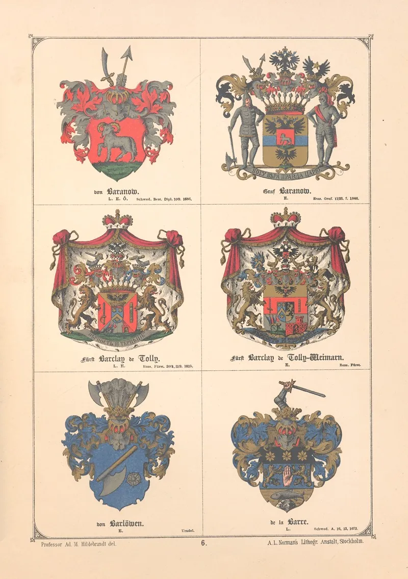 Baltisches Wappenbuch Pl 006 Wall Art by Adolf Matthias Hildebrandt - High-Resolution Digital Print