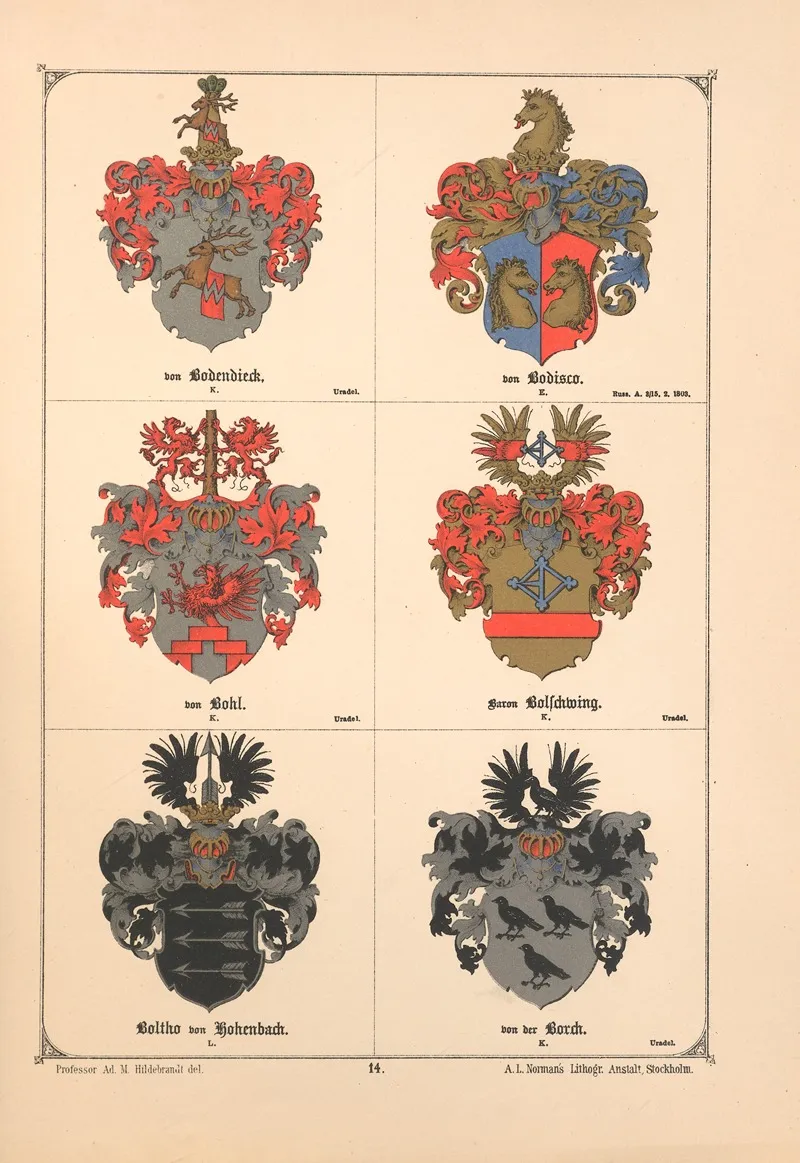 Baltisches Wappenbuch Pl 013 Wall Art by Adolf Matthias Hildebrandt - High-Resolution Digital Print