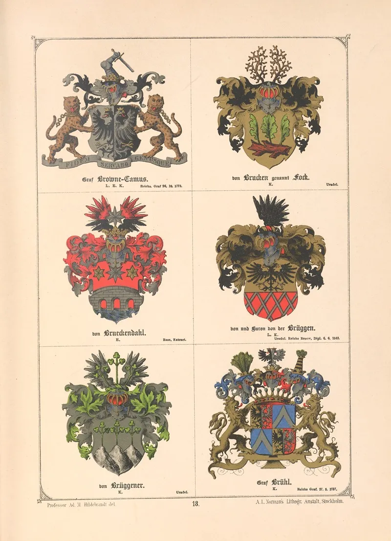 Baltisches Wappenbuch Pl 015 Wall Art by Adolf Matthias Hildebrandt - High-Resolution Digital Print