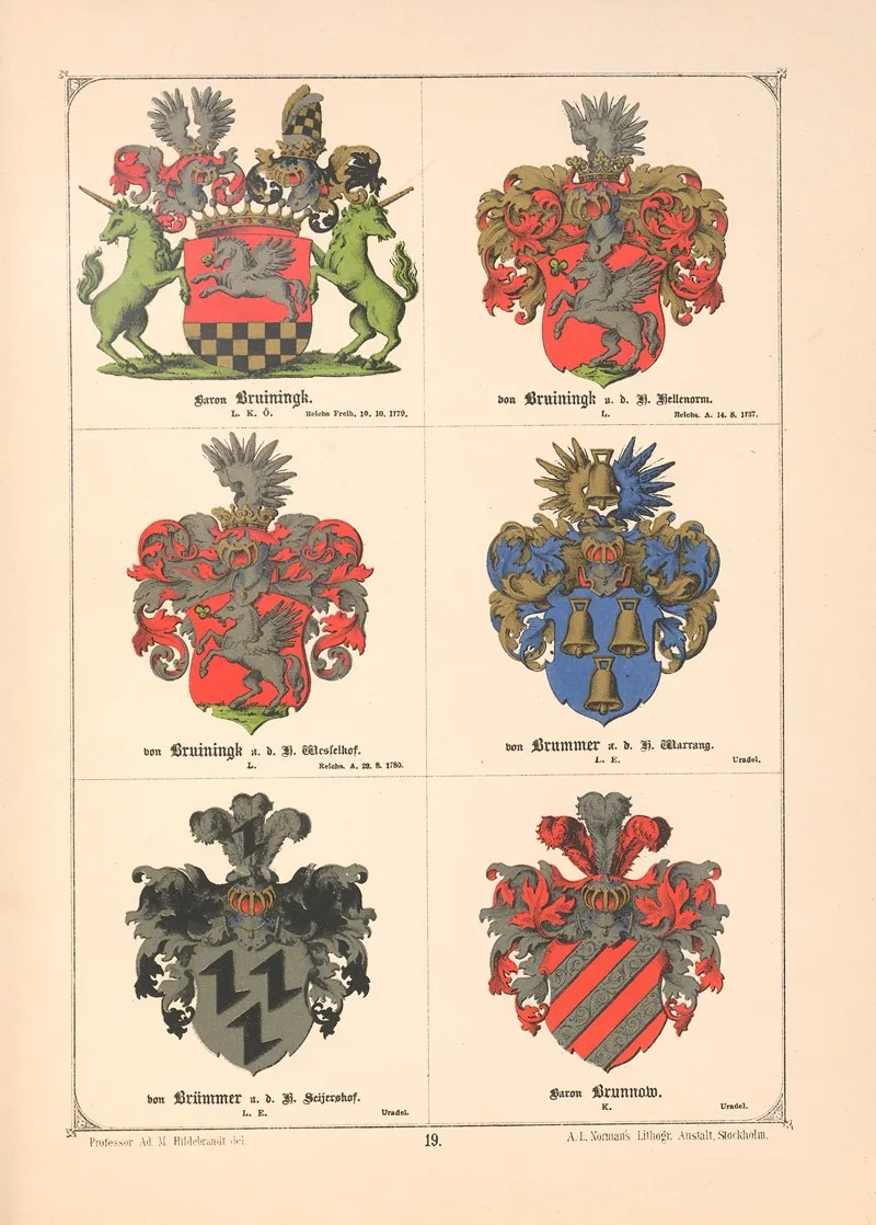 Baltisches Wappenbuch Pl 016 Wall Art by Adolf Matthias Hildebrandt - High-Resolution Digital Print