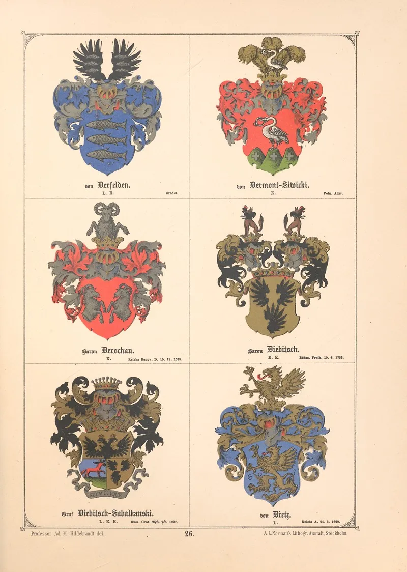 Baltisches Wappenbuch Pl 022 Wall Art by Adolf Matthias Hildebrandt - High-Resolution Digital Print