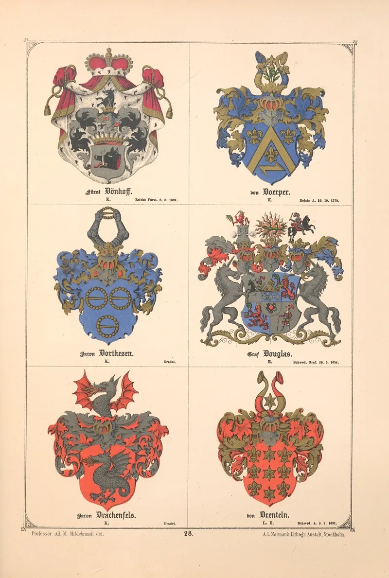 Baltisches Wappenbuch Pl 023 Wall Art by Adolf Matthias Hildebrandt - High-Resolution Digital Print