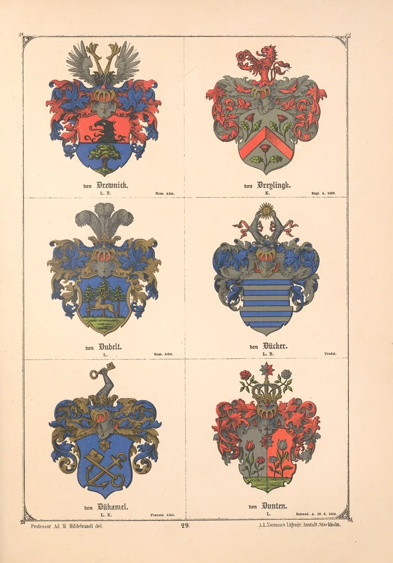 Baltisches Wappenbuch Pl 024 Wall Art by Adolf Matthias Hildebrandt - High-Resolution Digital Print