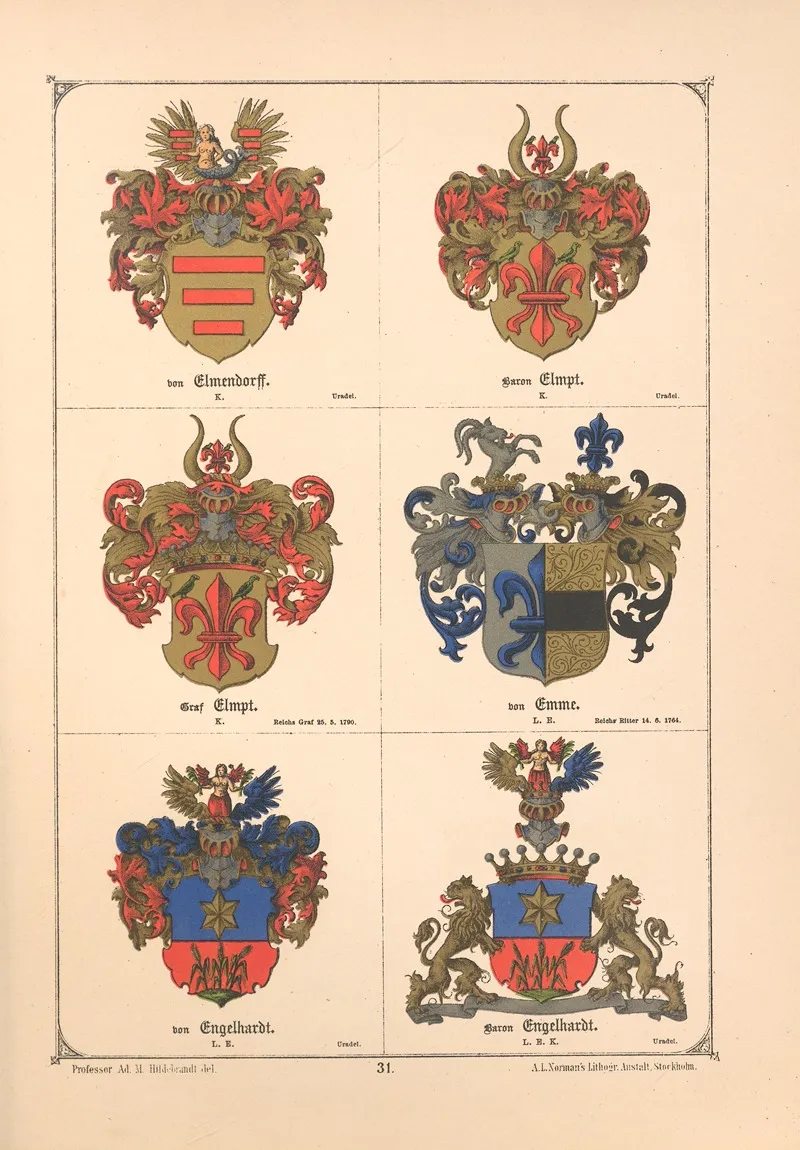 Baltisches Wappenbuch Pl 026 Wall Art by Adolf Matthias Hildebrandt - High-Resolution Digital Print