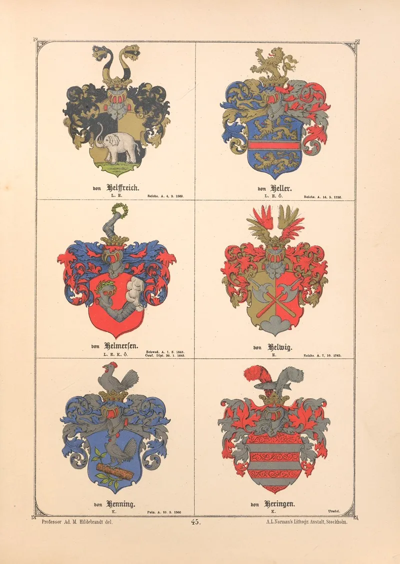 Baltisches Wappenbuch Pl 038 Wall Art by Adolf Matthias Hildebrandt - High-Resolution Digital Print