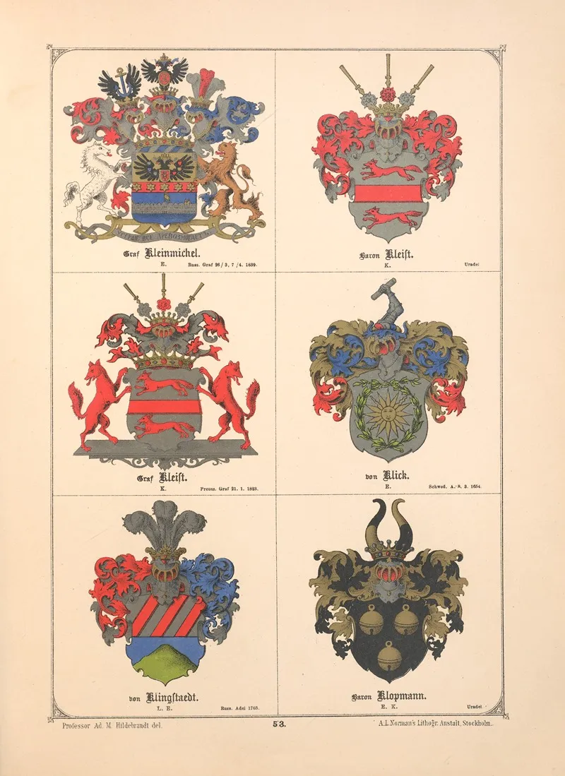 Baltisches Wappenbuch Pl 046 Wall Art by Adolf Matthias Hildebrandt - High-Resolution Digital Print