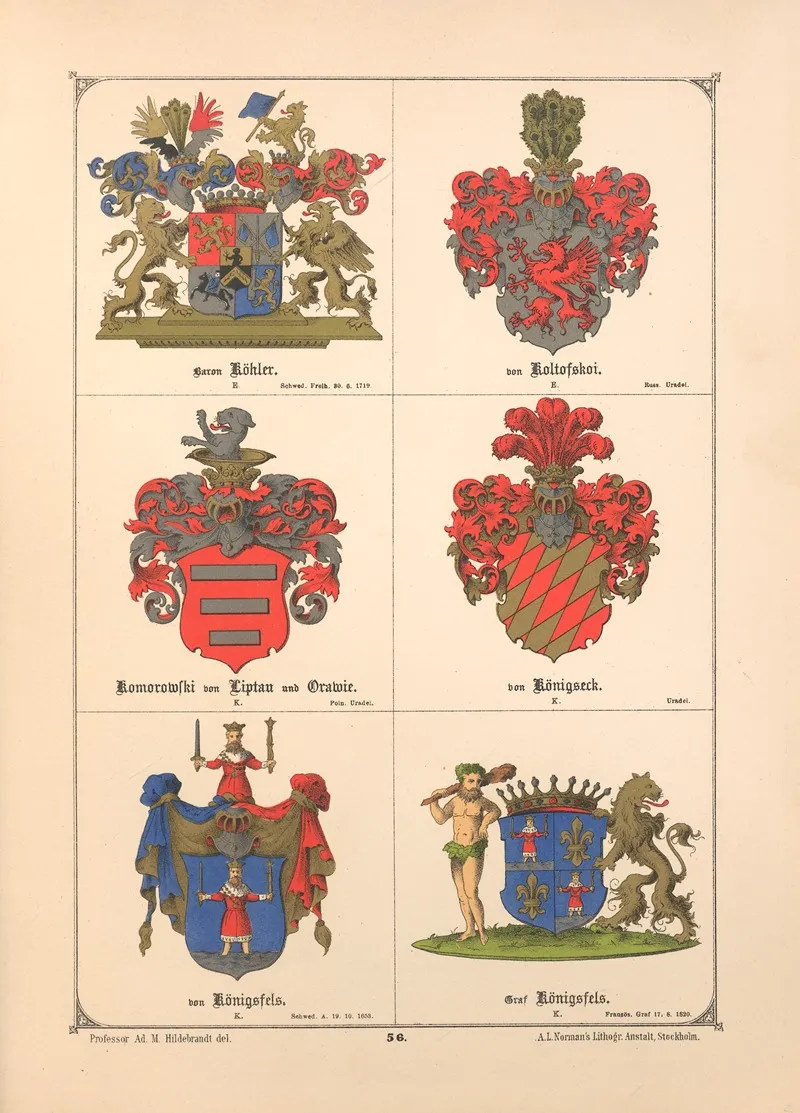 Baltisches Wappenbuch Pl 049 Wall Art by Adolf Matthias Hildebrandt - High-Resolution Digital Print