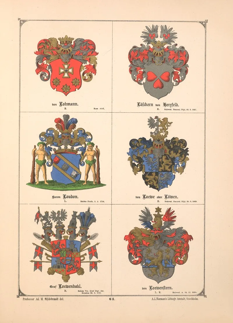 Baltisches Wappenbuch Pl 057 Wall Art by Adolf Matthias Hildebrandt - High-Resolution Digital Print