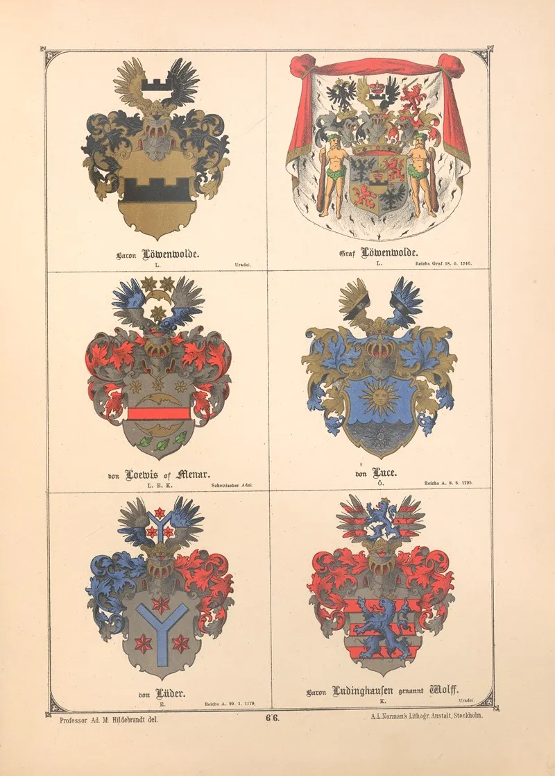 Baltisches Wappenbuch Pl 058 Wall Art by Adolf Matthias Hildebrandt - High-Resolution Digital Print