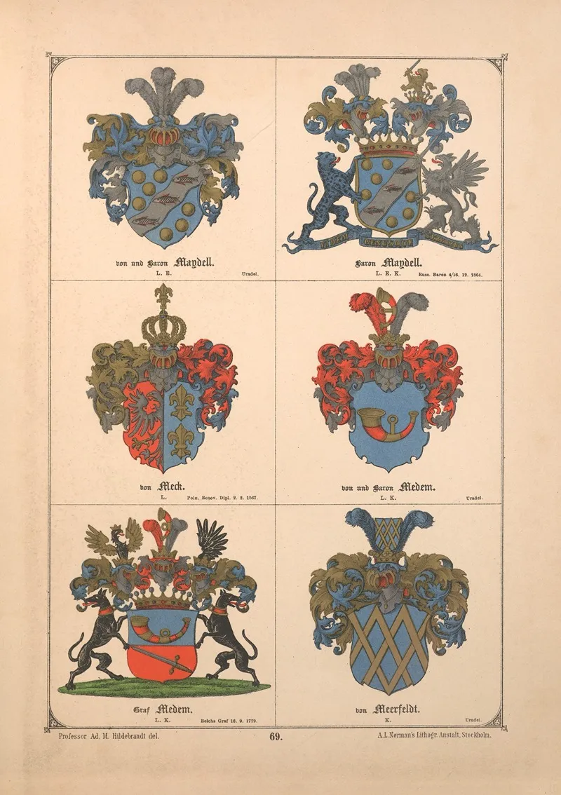 Baltisches Wappenbuch Pl 061 Wall Art by Adolf Matthias Hildebrandt - High-Resolution Digital Print