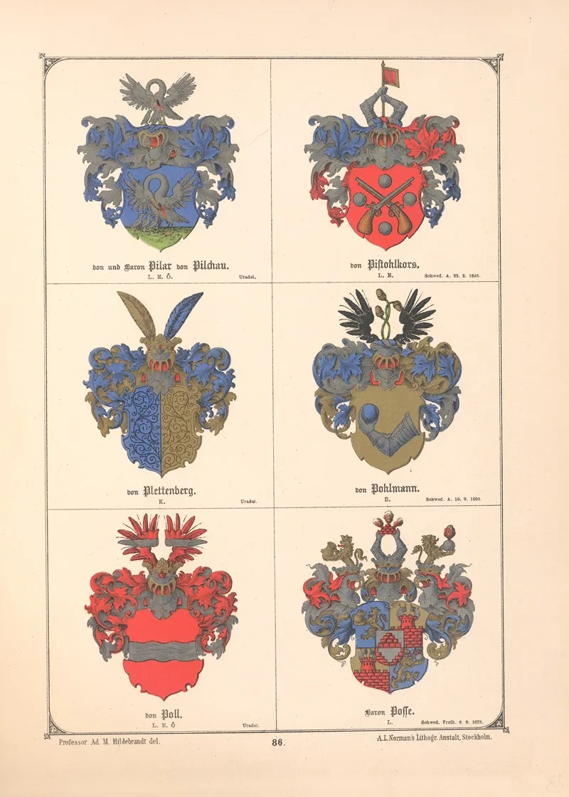Baltisches Wappenbuch Pl 077 Wall Art by Adolf Matthias Hildebrandt - High-Resolution Digital Print