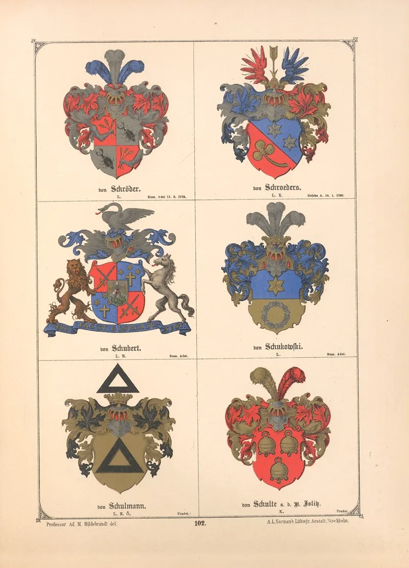Baltisches Wappenbuch Pl 092 Wall Art by Adolf Matthias Hildebrandt - High-Resolution Digital Print