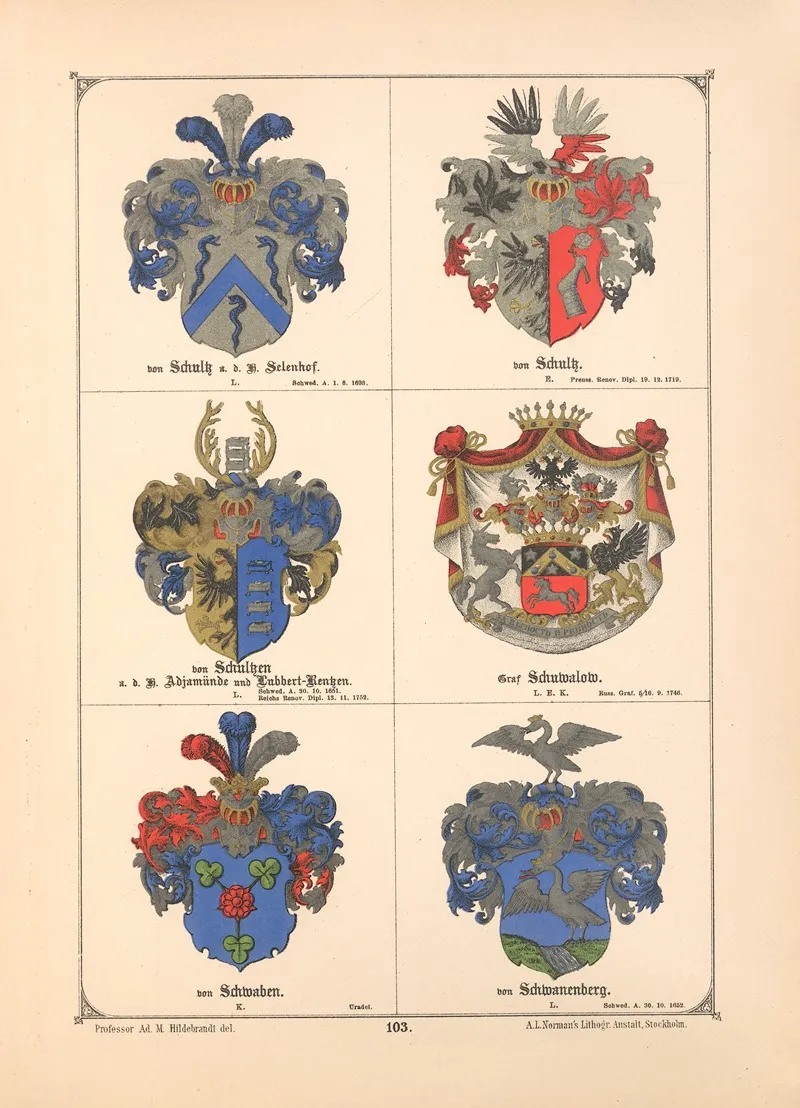 Baltisches Wappenbuch Pl 093 Wall Art by Adolf Matthias Hildebrandt - High-Resolution Digital Print