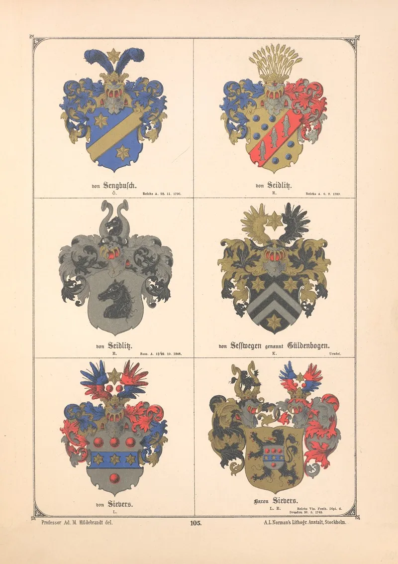 Baltisches Wappenbuch Pl 095 Wall Art by Adolf Matthias Hildebrandt - High-Resolution Digital Print